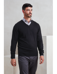 P-PR400-Pull "Essential" à col en V en acrylique pour homme 2